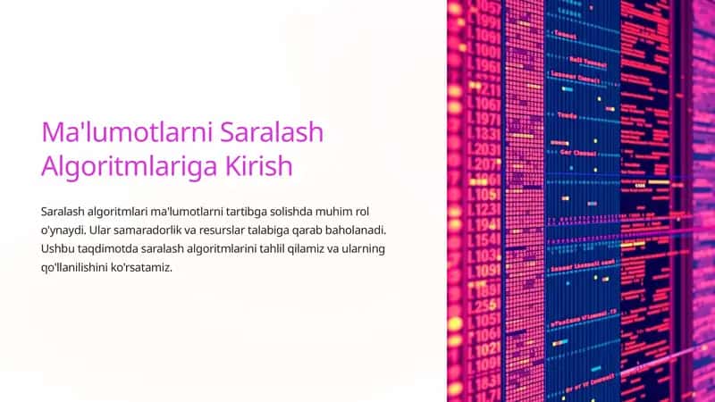 Ma'lumotlarni Saralash Algoritmlariga Kirish 1