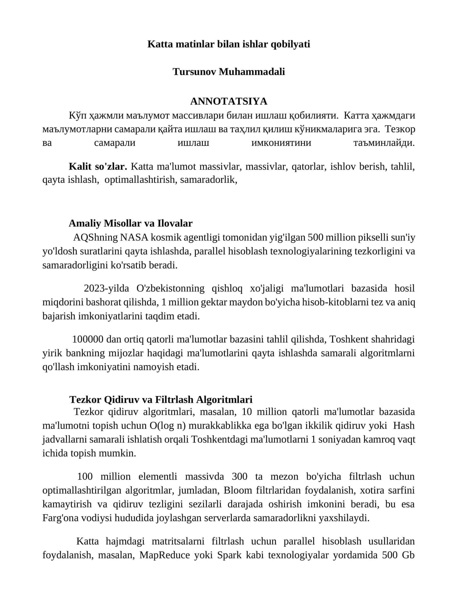Katta matinlar bilan ishlar qobilyati 1