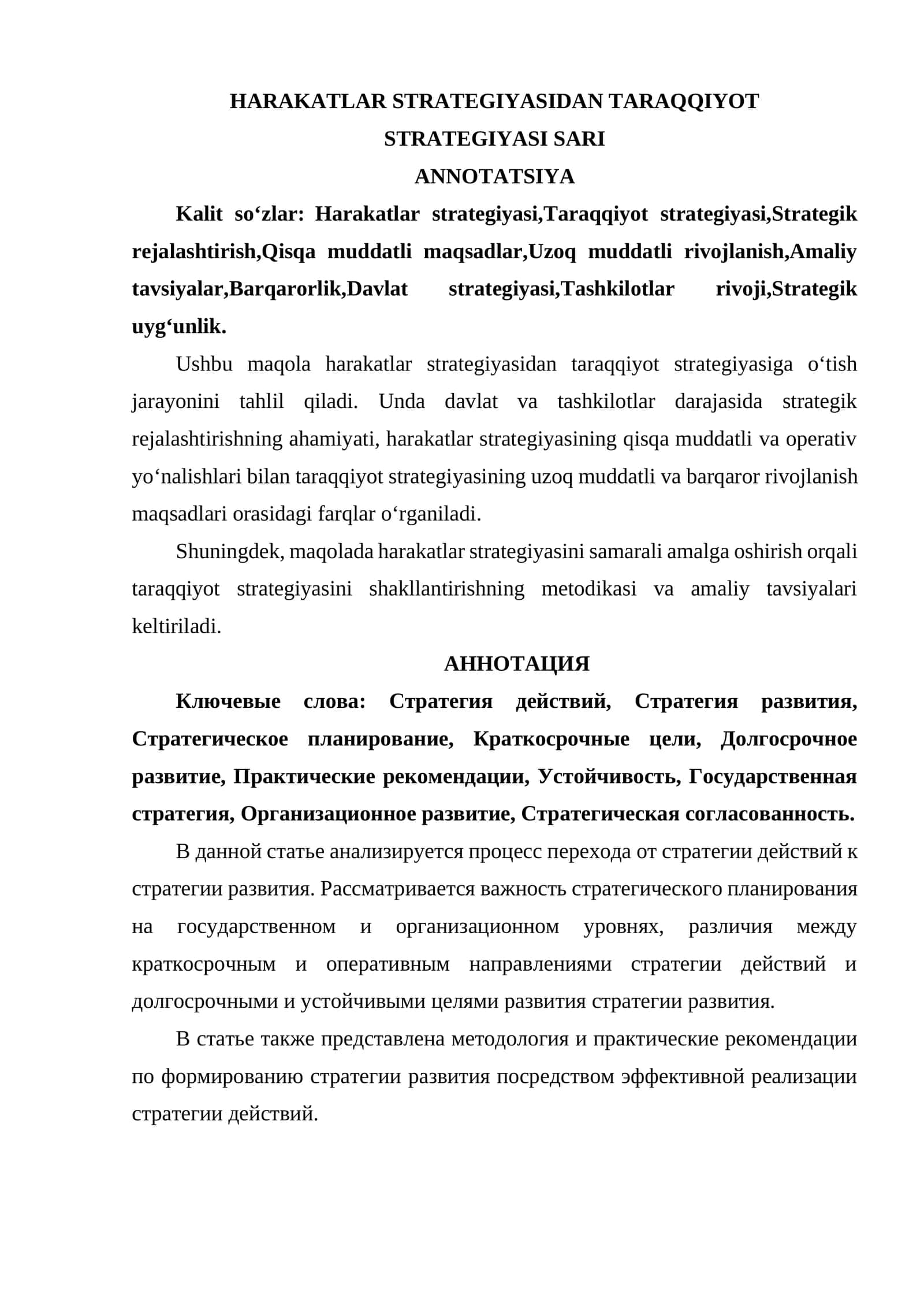 HARAKATLAR STRATEGIYASIDAN TARAQQIYOT STRATEGIYASI SARI 1