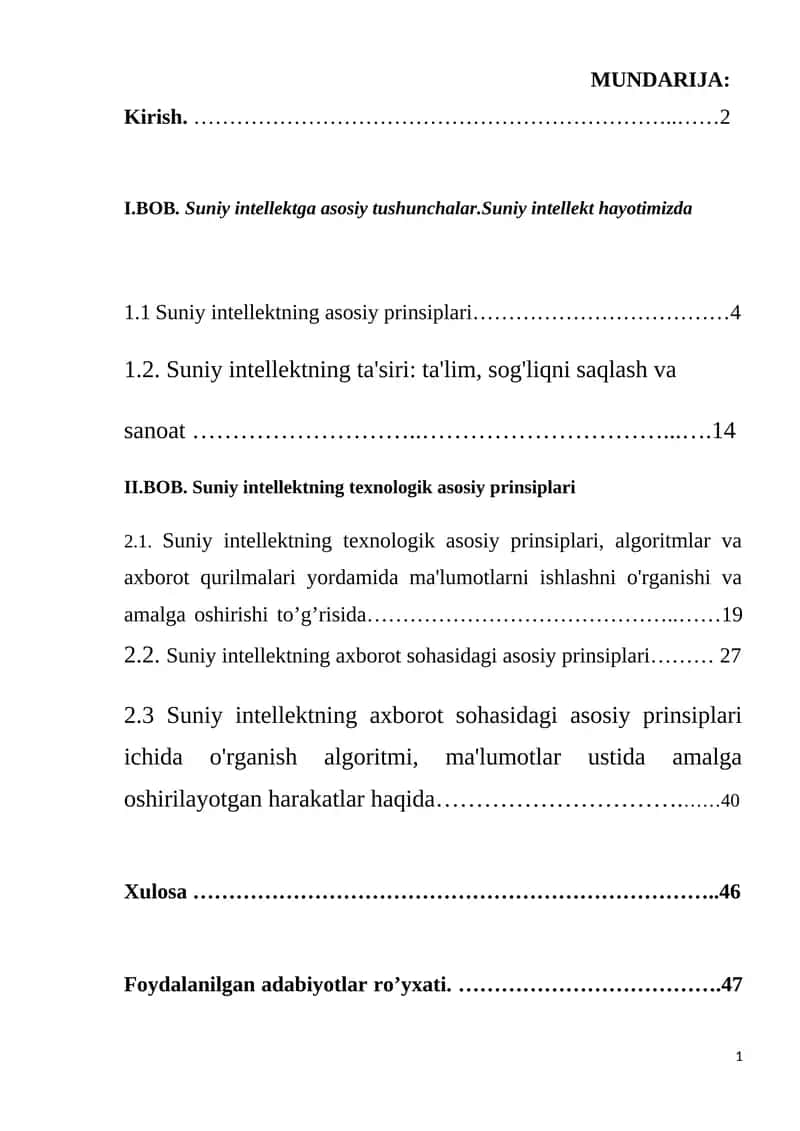 Suniy intellektning asosiy prinsiplari 1