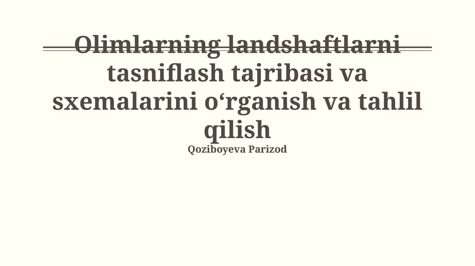 Landshaft tasnifining amaliy qo'llanilishi 1