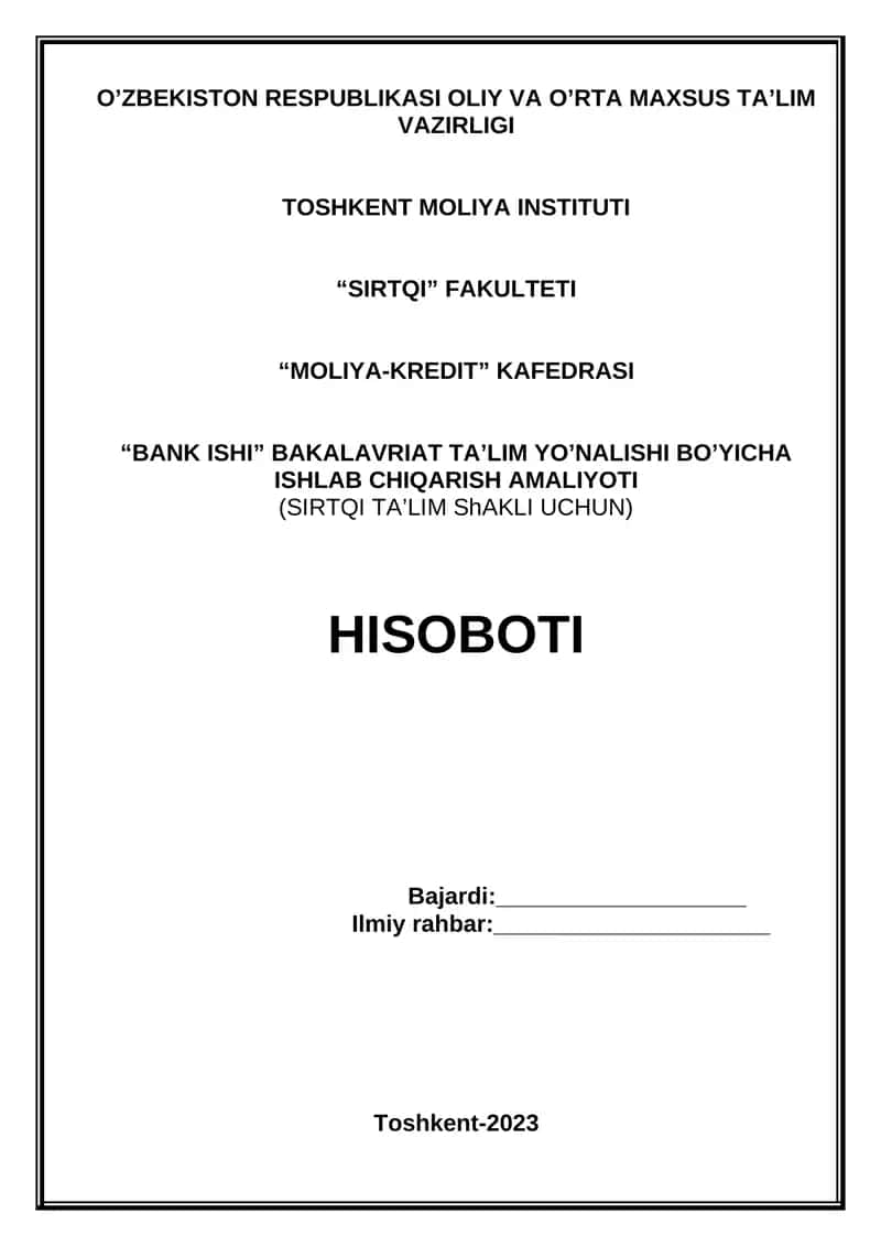 “BANK ISHI” BAKALAVRIAT TA’LIM YO’NALISHI 1