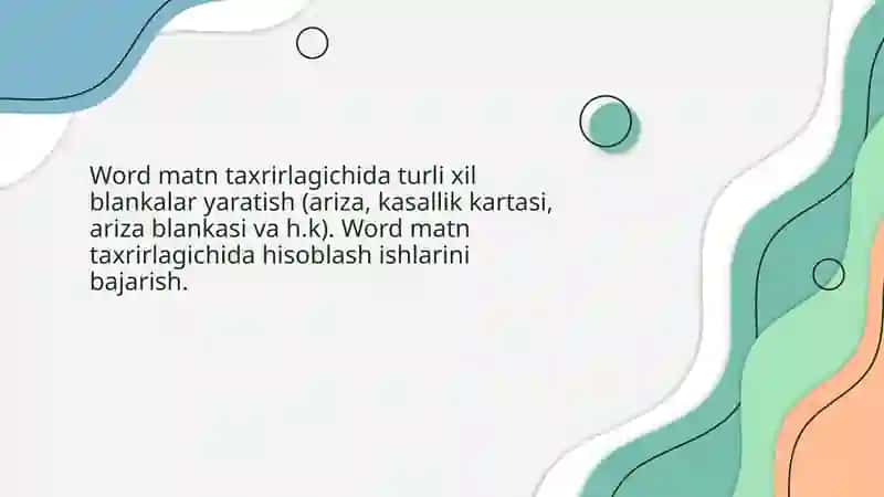Word Matn Taxrirlagichining Blankalar yaratish
