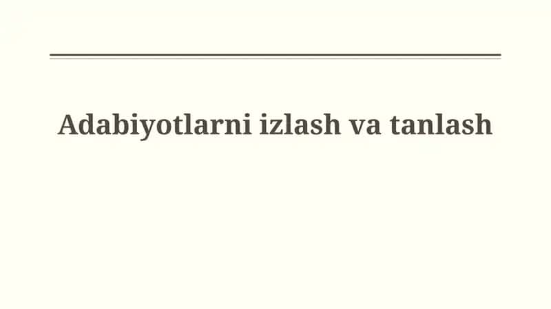 Adabiyotlarni izlashvatanlash 1