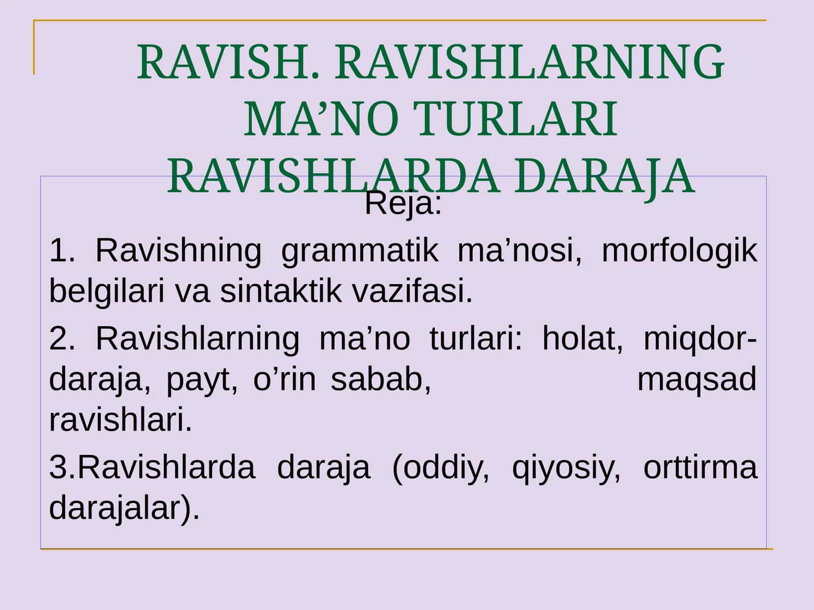 RAVISHLARNING MA’NO TURLARI 1
