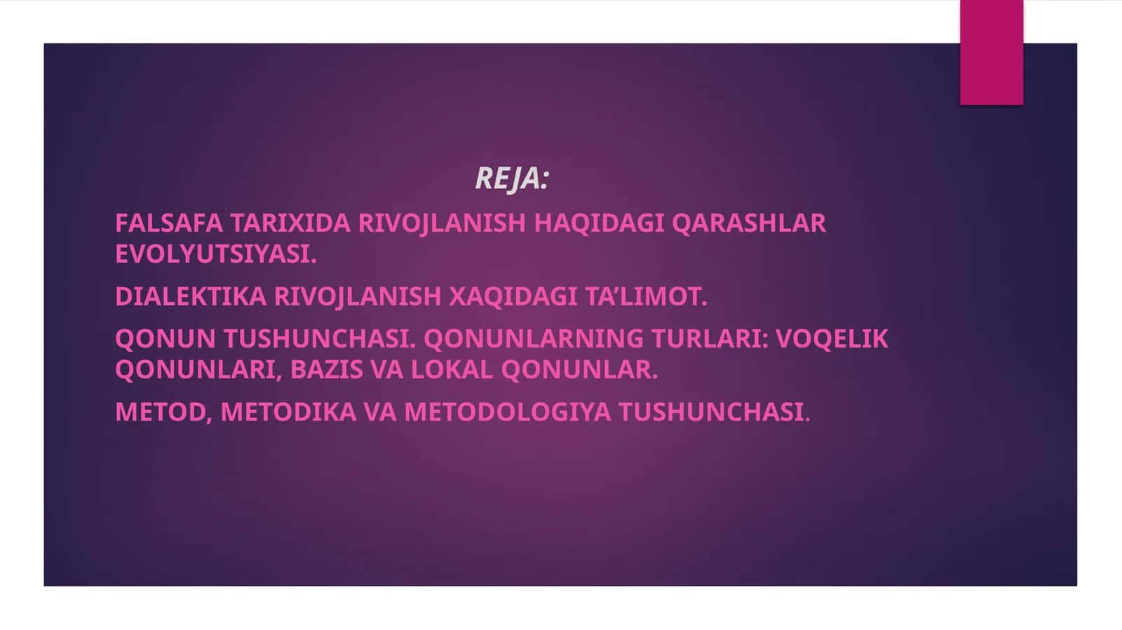Falsafa tarixida rivojlanish haqidagi qarashlar evolyutsiyasi 1