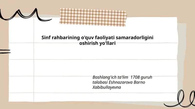 Sinf rahbarining o'quv faoliyati samaradorligini oshirish yo'llari 1