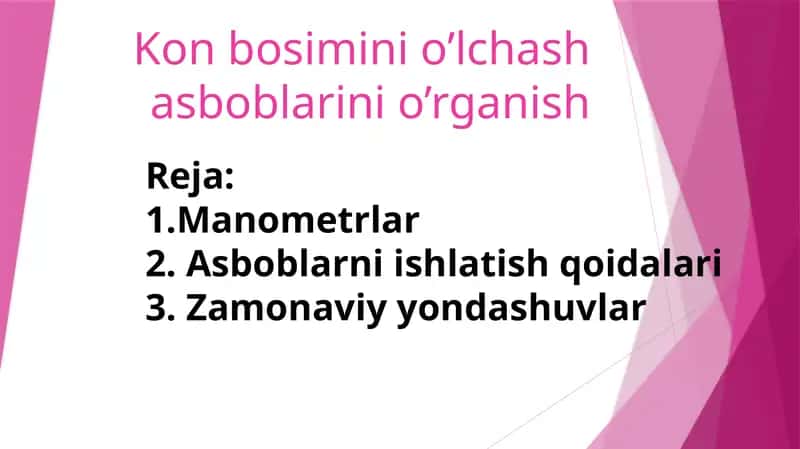 Kon bosimini o‘lchash asboblarini o‘rganish 1