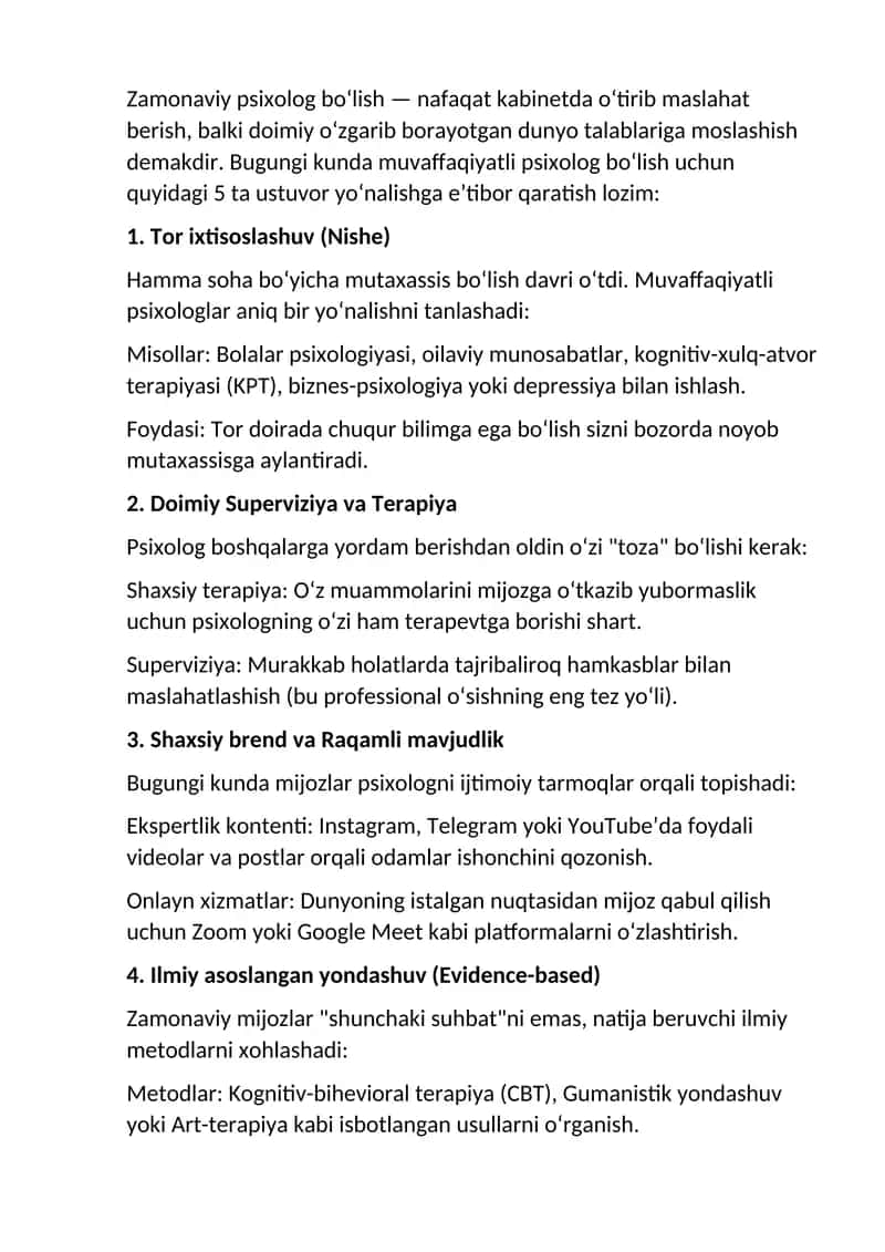 Psixolog bo‘lishning 5 ta ustuvor yo‘nalishi 1