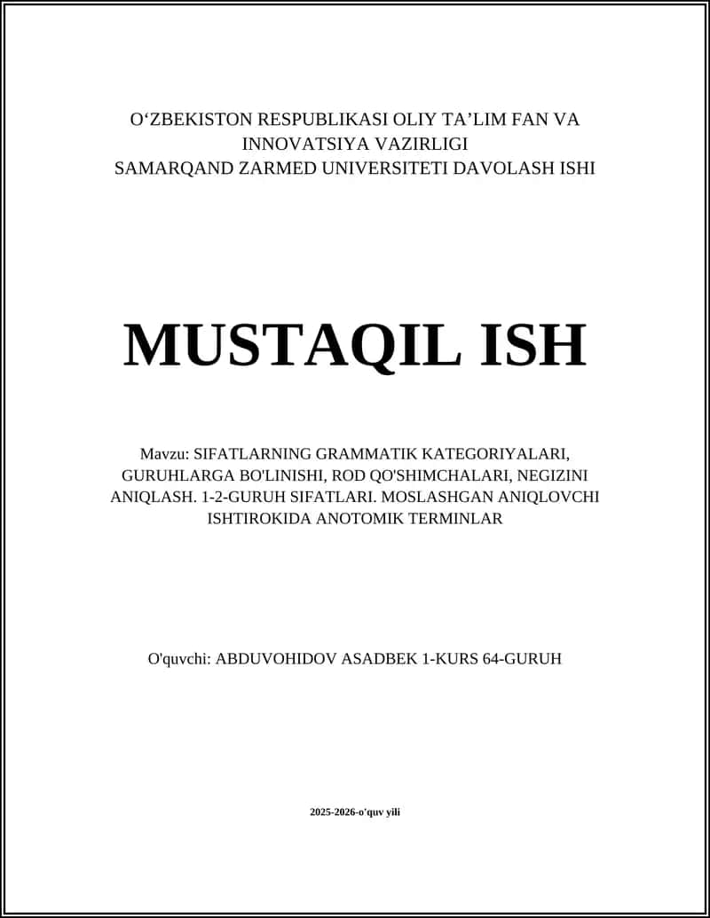 Sifatlarning grammatik kategoriyalari 1