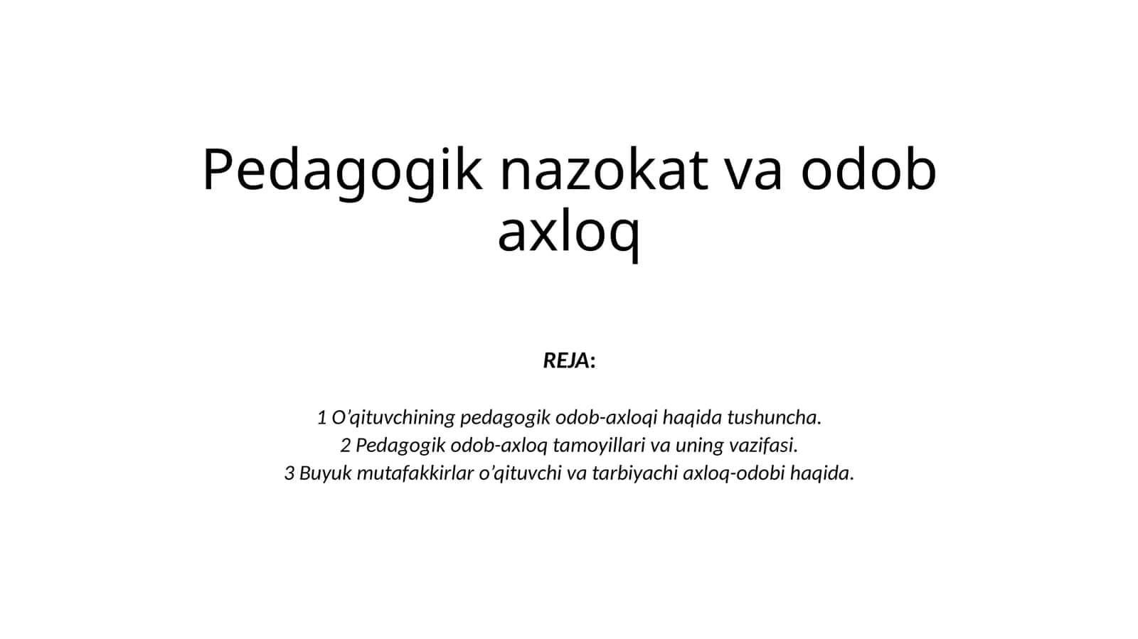 Pedagogik nazokat va odobaxloq 1