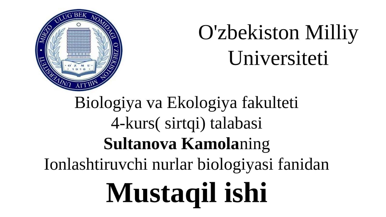 Miqdoriy radiobiologiyaning Stoxastik konsepsiyasi 1