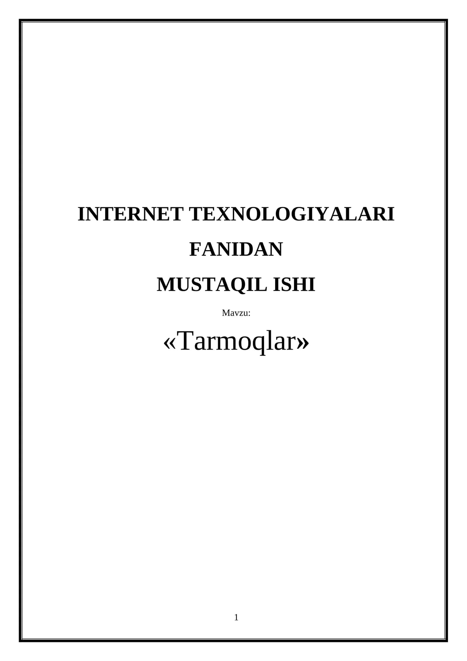 Tarmoqlar 1