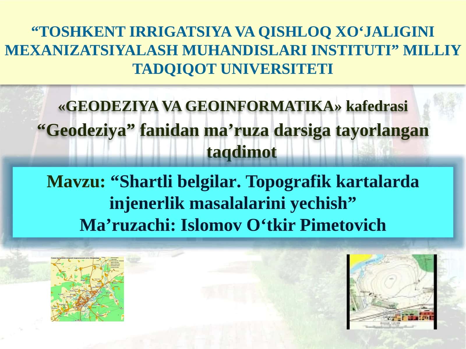 Shartlibelgilar.Topografikkartalardainjenerlikmasalalariniyechish 1
