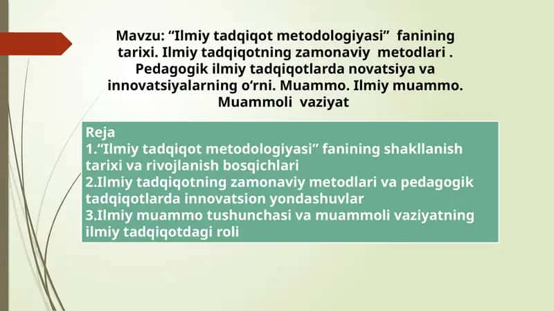 Ilmiy tadqiqot metodologiyasi 1