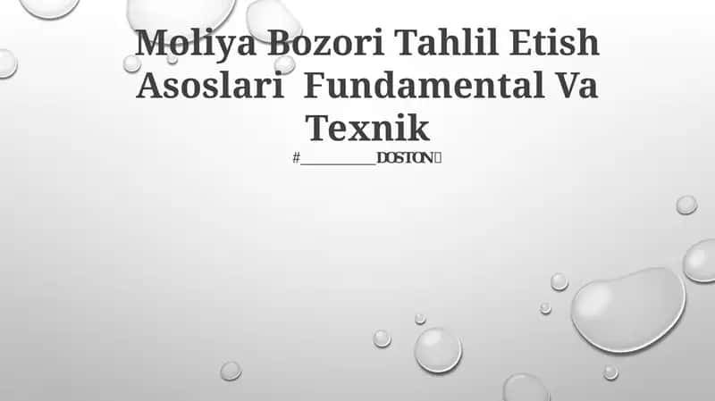 Moliya Bozori Tahlil Etish Asoslari Fundamental Va Texnik 1