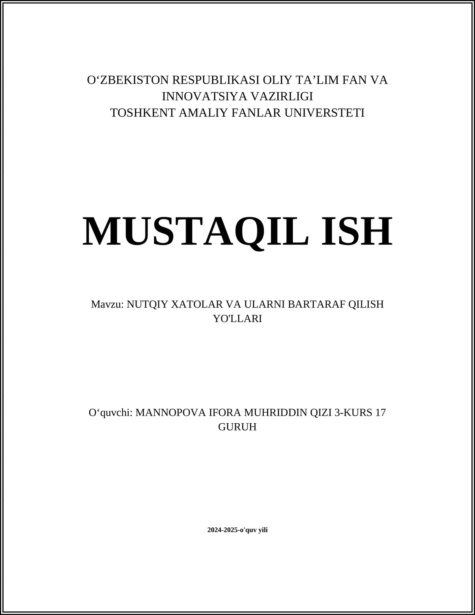 NUTQIY XATOLAR VA ULARNI BARTARAF QILISH YO'LLARI 1