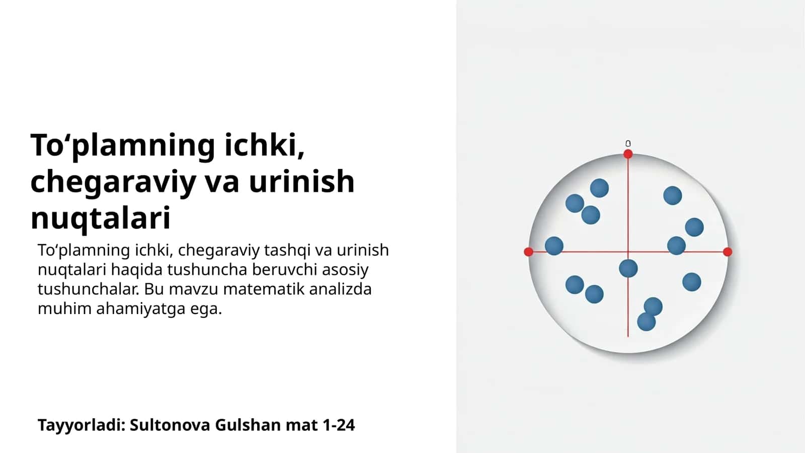 Toʻplamning ichki, chegaraviy va urinish nuqtalari 1