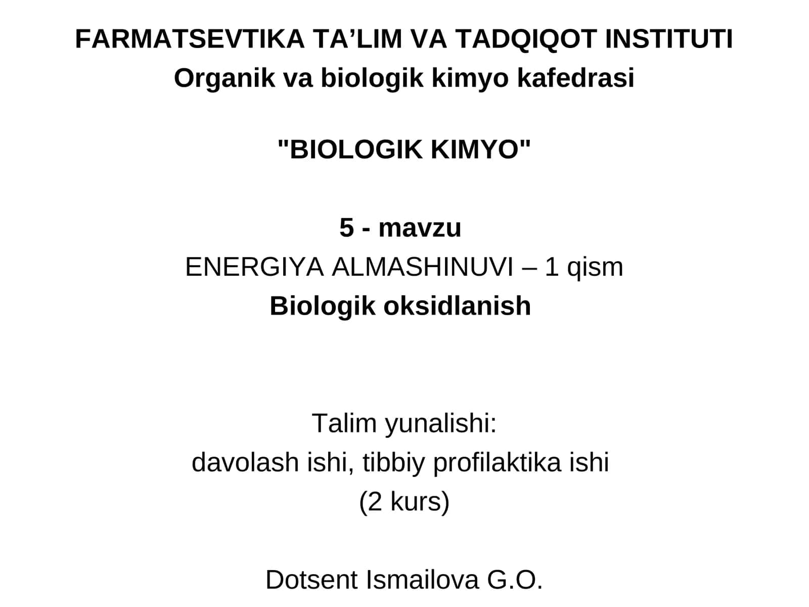 BIOLOGIK KIMYO 1