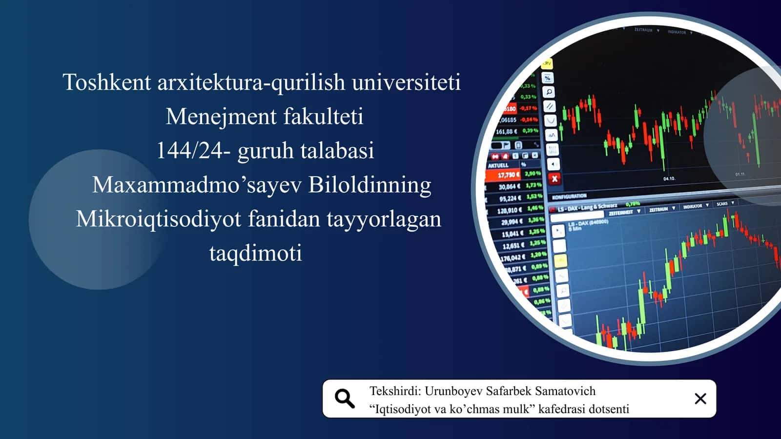 Bozor iqtisodiyoti mexanizmining nazariy asoslari va uning amal qilish tamoyillari 1