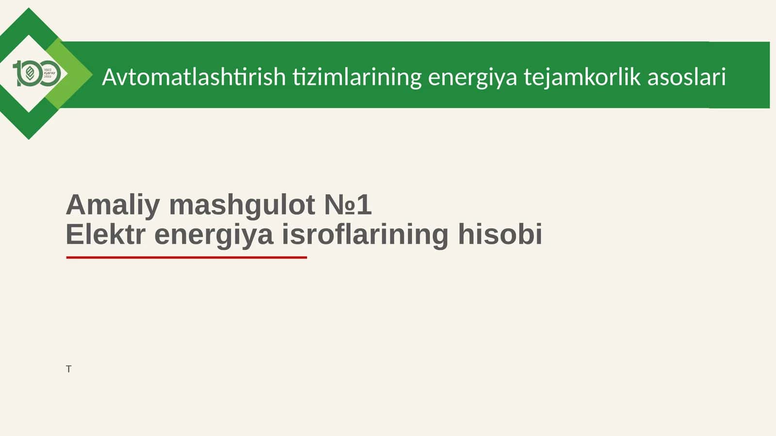 Avtomatlashtirish tizimlarining energiyatejamkorlik asoslari 1