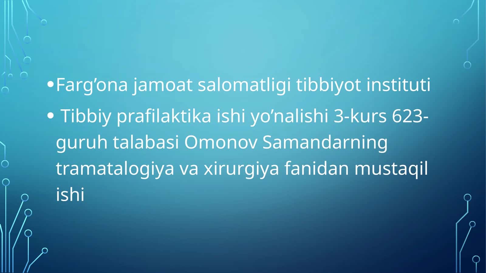 POLITRAVMA. TRAVMATIK SHOK. INFUZION VA QON BOSUVCHI TERAPIYANI QO‘LLASHDA ZAMONAVIY YONDASHUVLAR 1