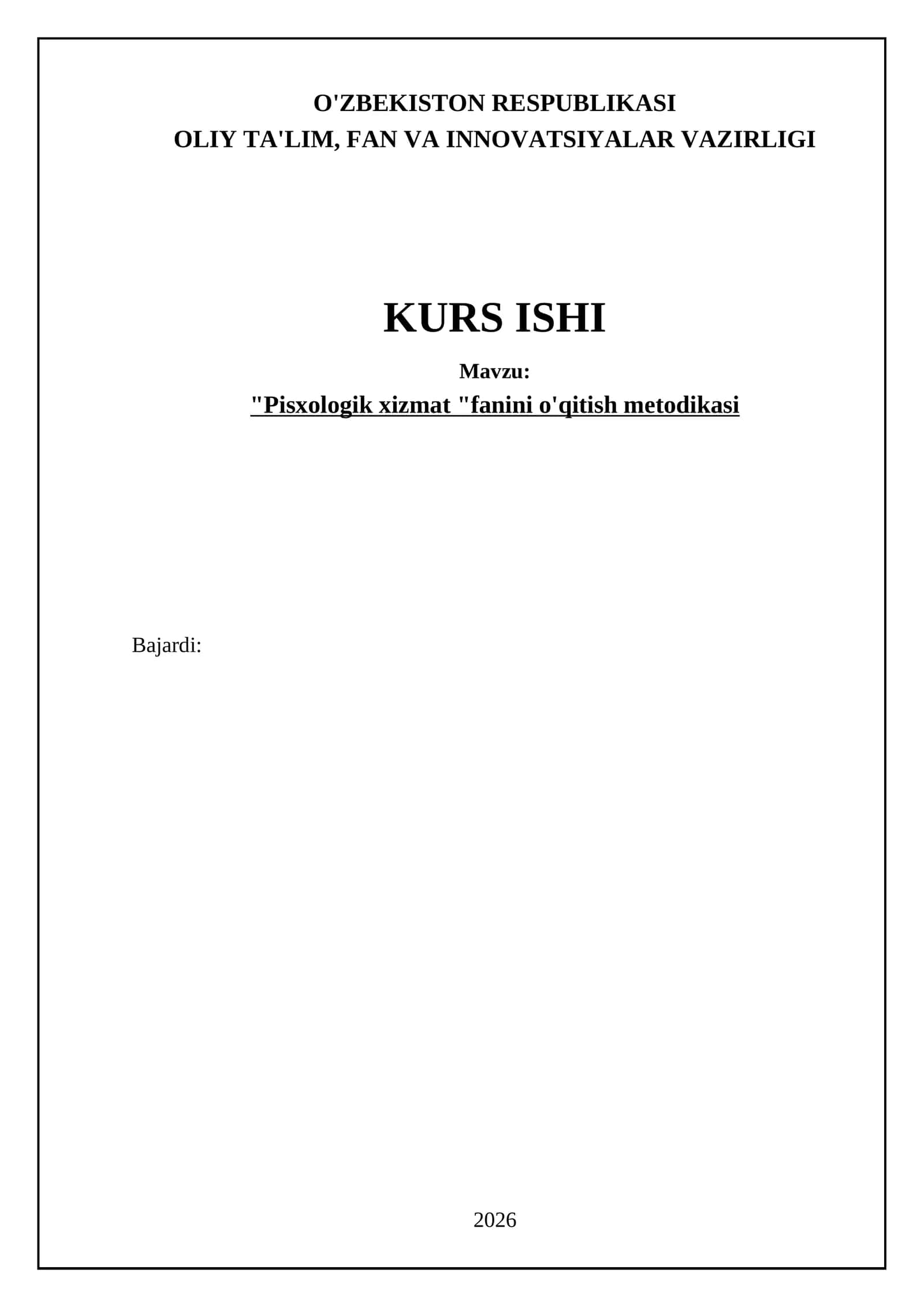 Pisxologik xizmatning o'qitish metodikasi 1