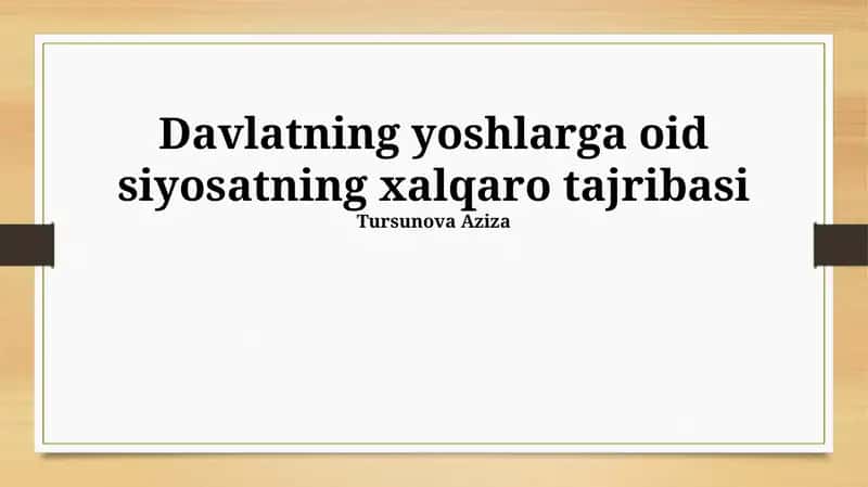 Kanadaning Yoshlar Siyosati Dasturlari 1