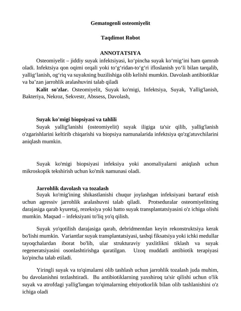 Gematogenli osteomiyelit 1