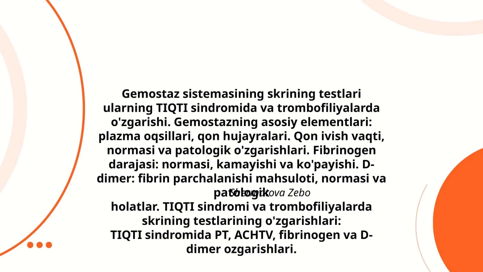 Gemostaz sistemasining skrining testlari 1