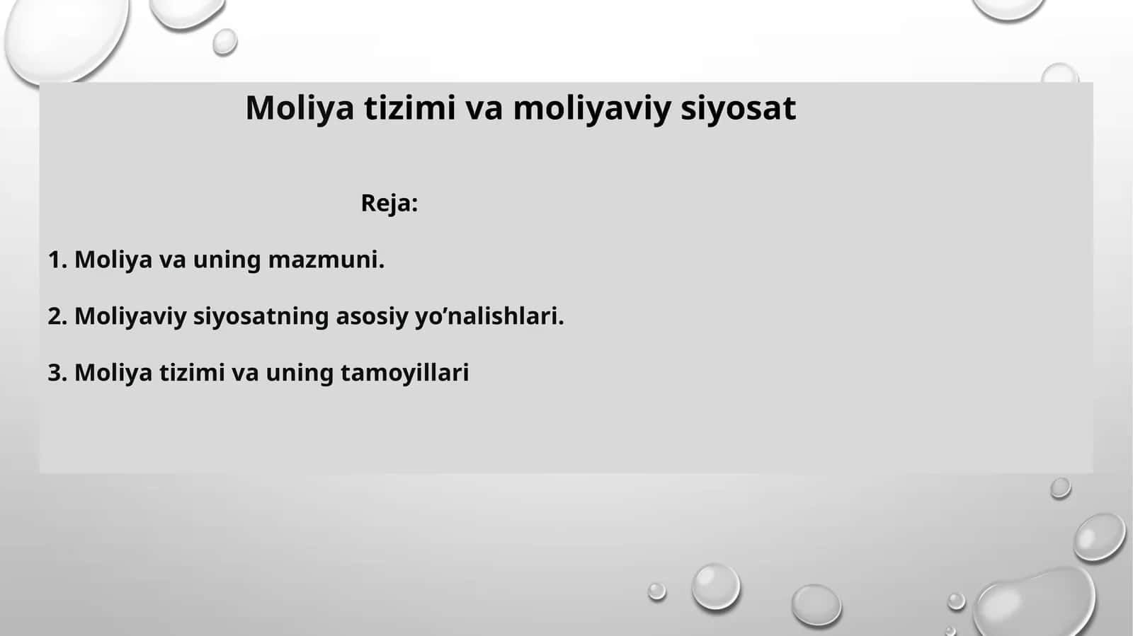 Moliya tizimi va moliyaviy siyosat 1