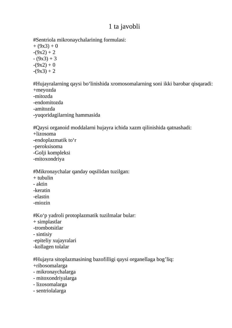 Sentriola mikronaychalarining formulasi 1