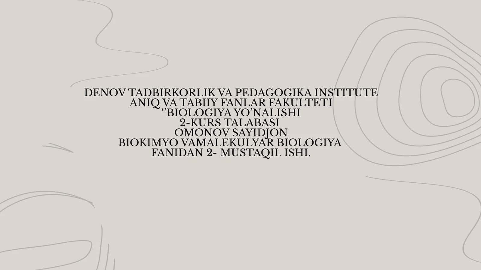 BIOKIMYO VAMALEKULYAR BIOLOGIYA FANI 1