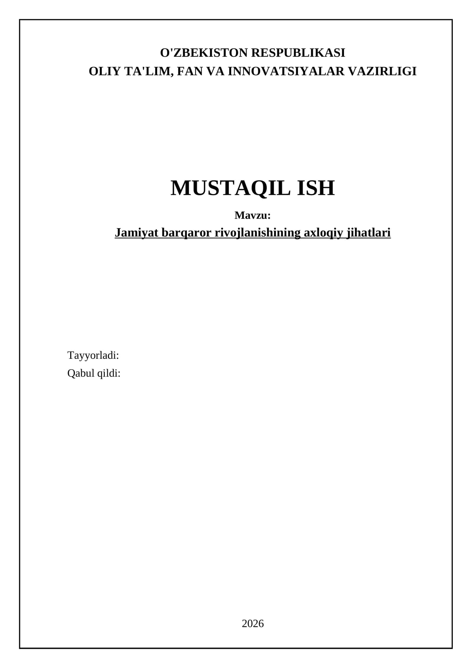 Jamiyat barqaror rivojlanishining axloqiy jihatlari 1