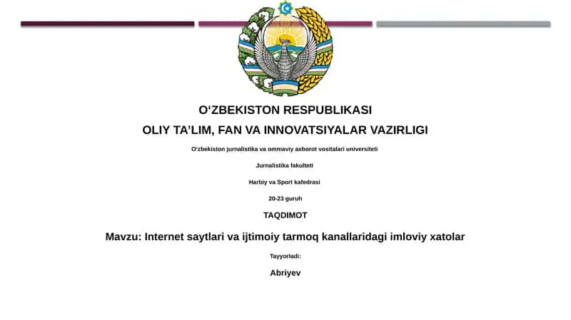Internet saytlari va ijtimoiy tarmoq kanallaridagi imloviy xatolar 1