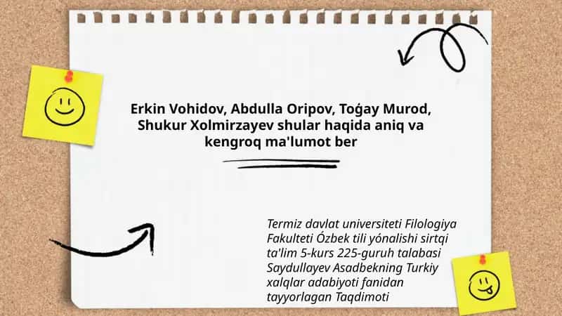 Turkiy xalqlar adabiyoti fanidan tayyorlagan Taqdimoti 1