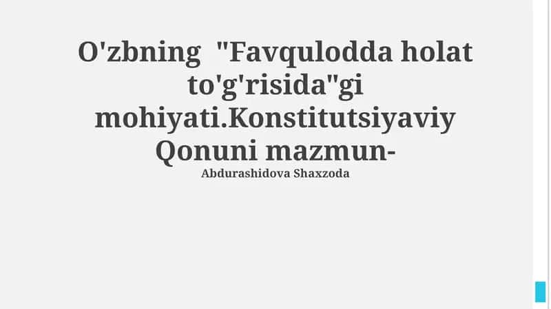 Favqulodda Holat To'g'risidagi Konstitutsiyaviy Qonuni 1
