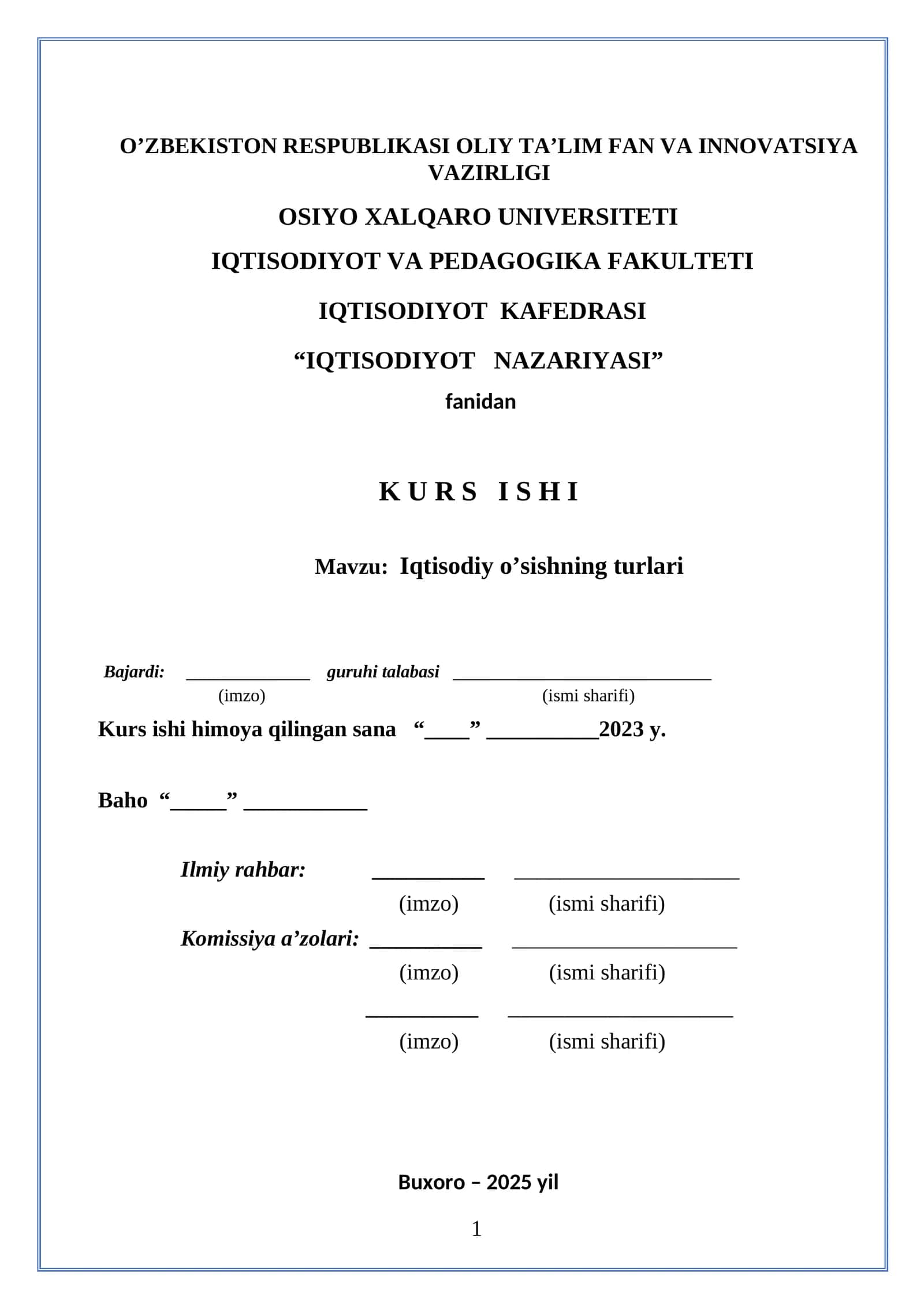 Iqtisodiy o'sishning turlari 1