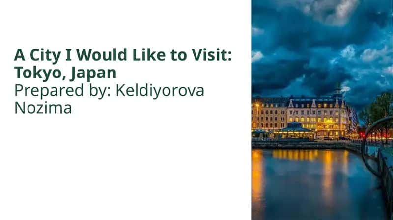 A City I Would Like to Visit: Tokyo, Japan 1