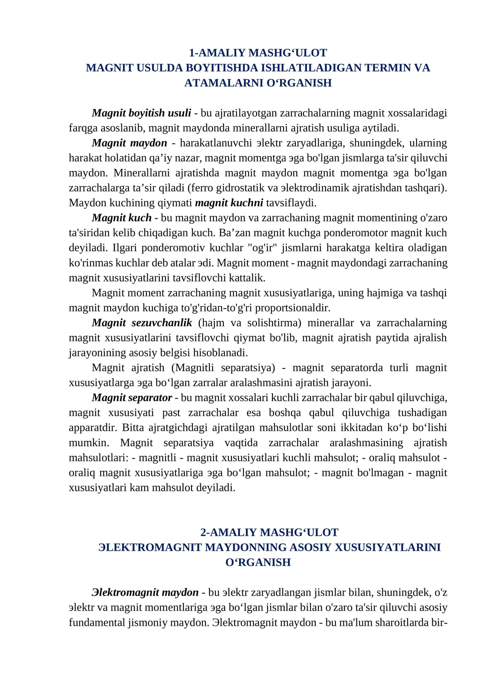 Magnit usulda bo'yitishda ishlatiladigan termin va atamalarni o‘rganish 1