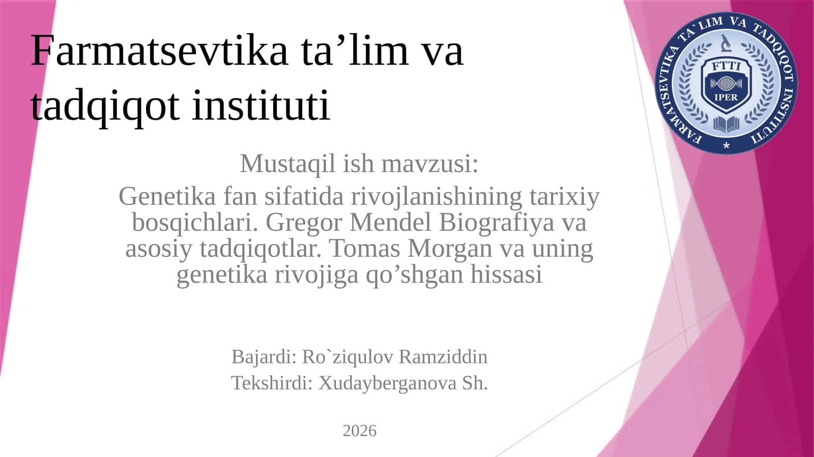 Genetika fani sifatida rivojlanishining tarixiy bosqichi 1