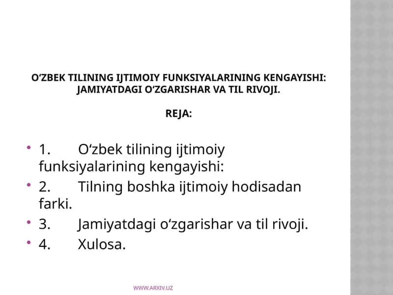 O‘zbek tilining ijtimoiy funksiyalarining kengayishi 1