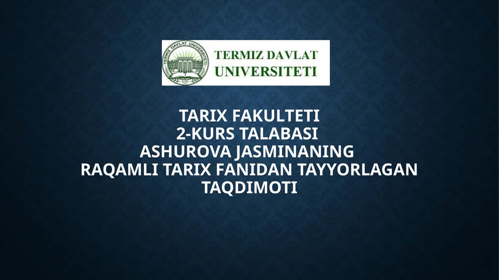 Amir Temur va Temuriylar davlati CHILIGI 1