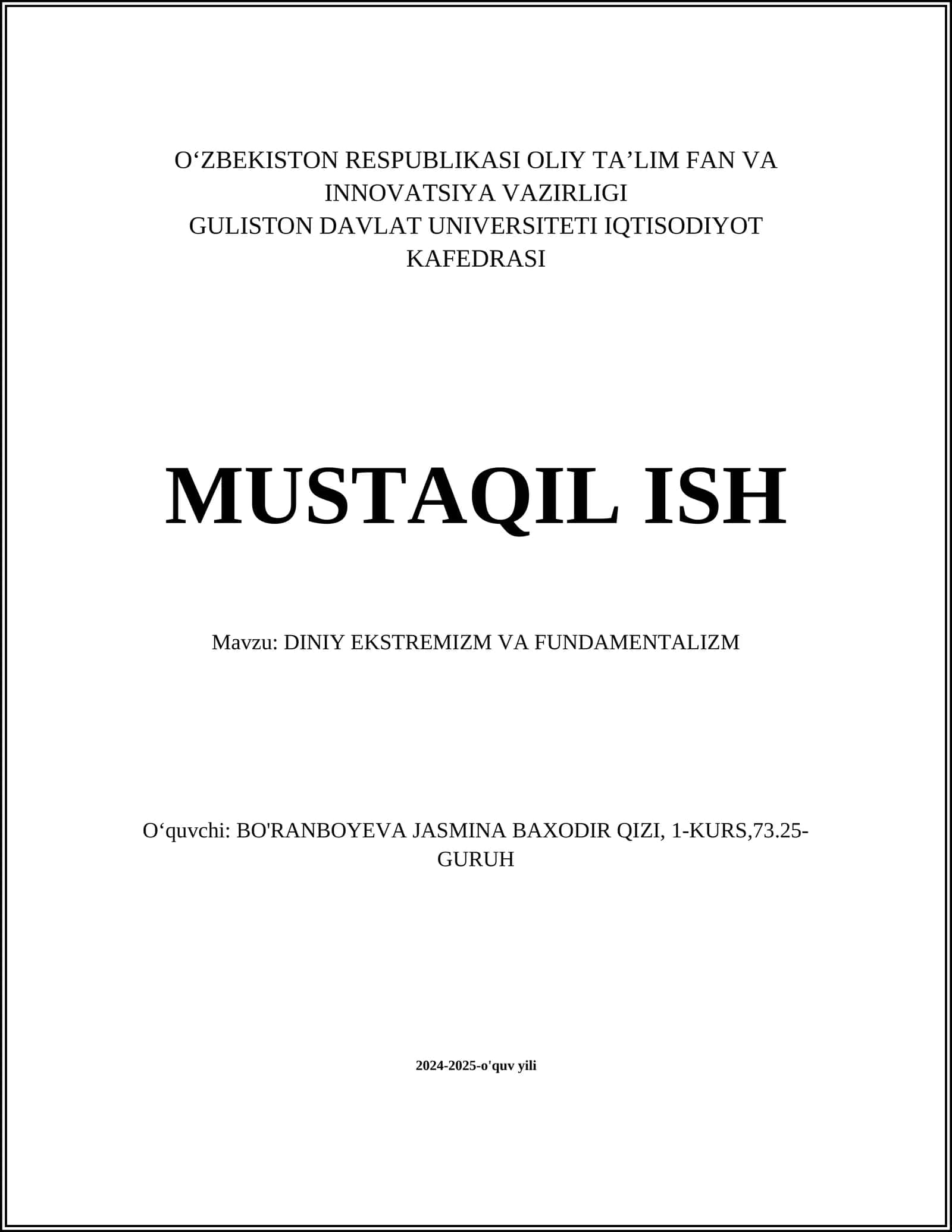 DINIY EKSTREMIZM VA FUNDAMENTALIZM 1