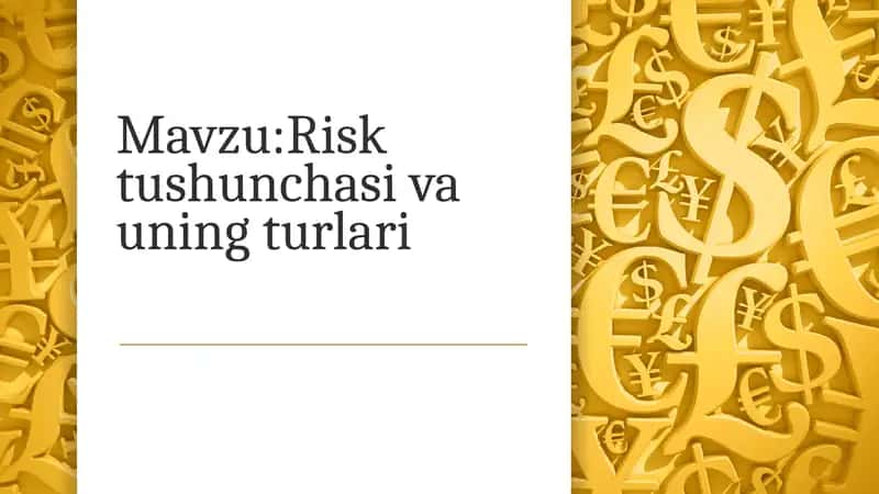 Risk tushunchasi va uning turlari 1