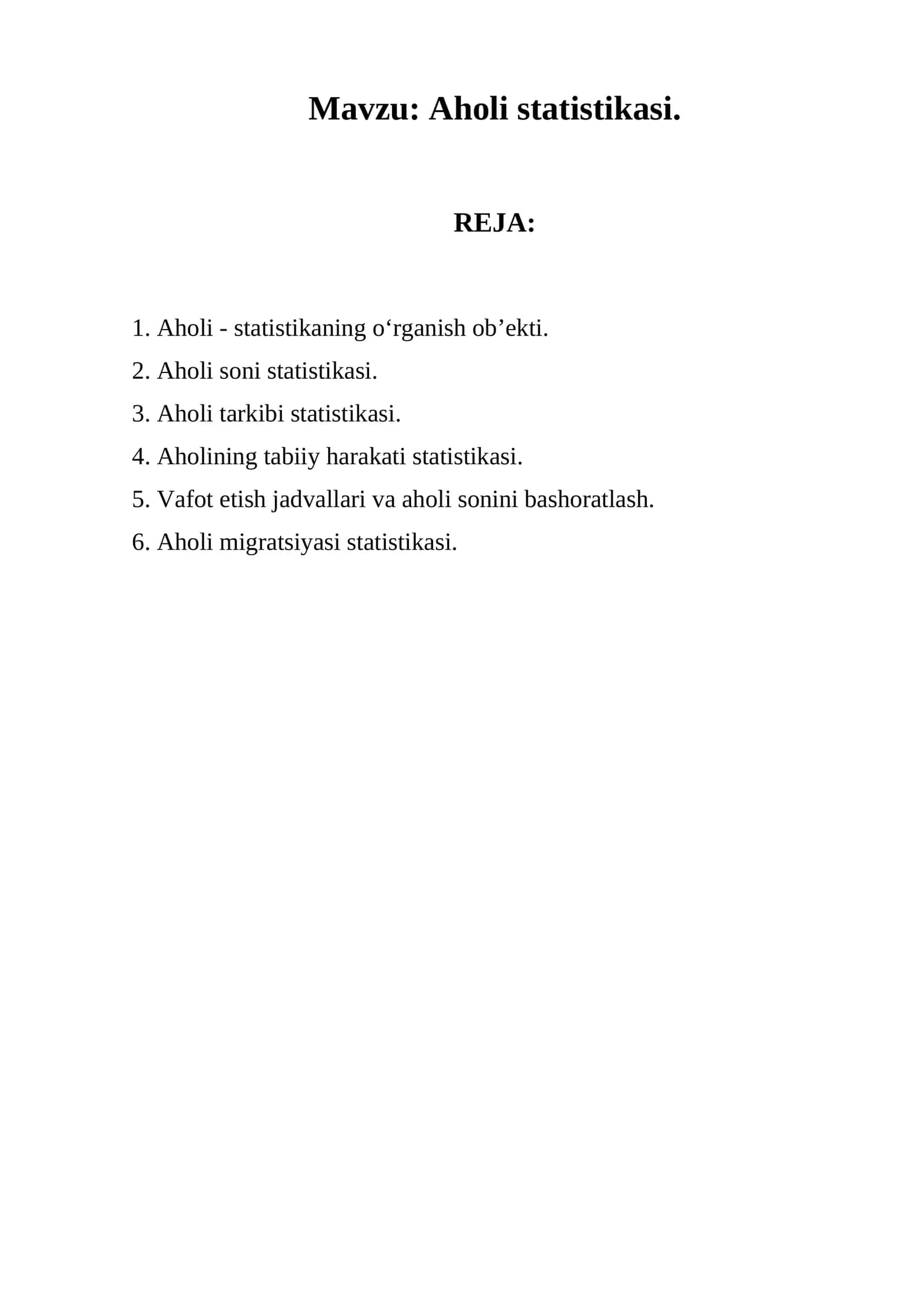 Aholi statistikasi 1