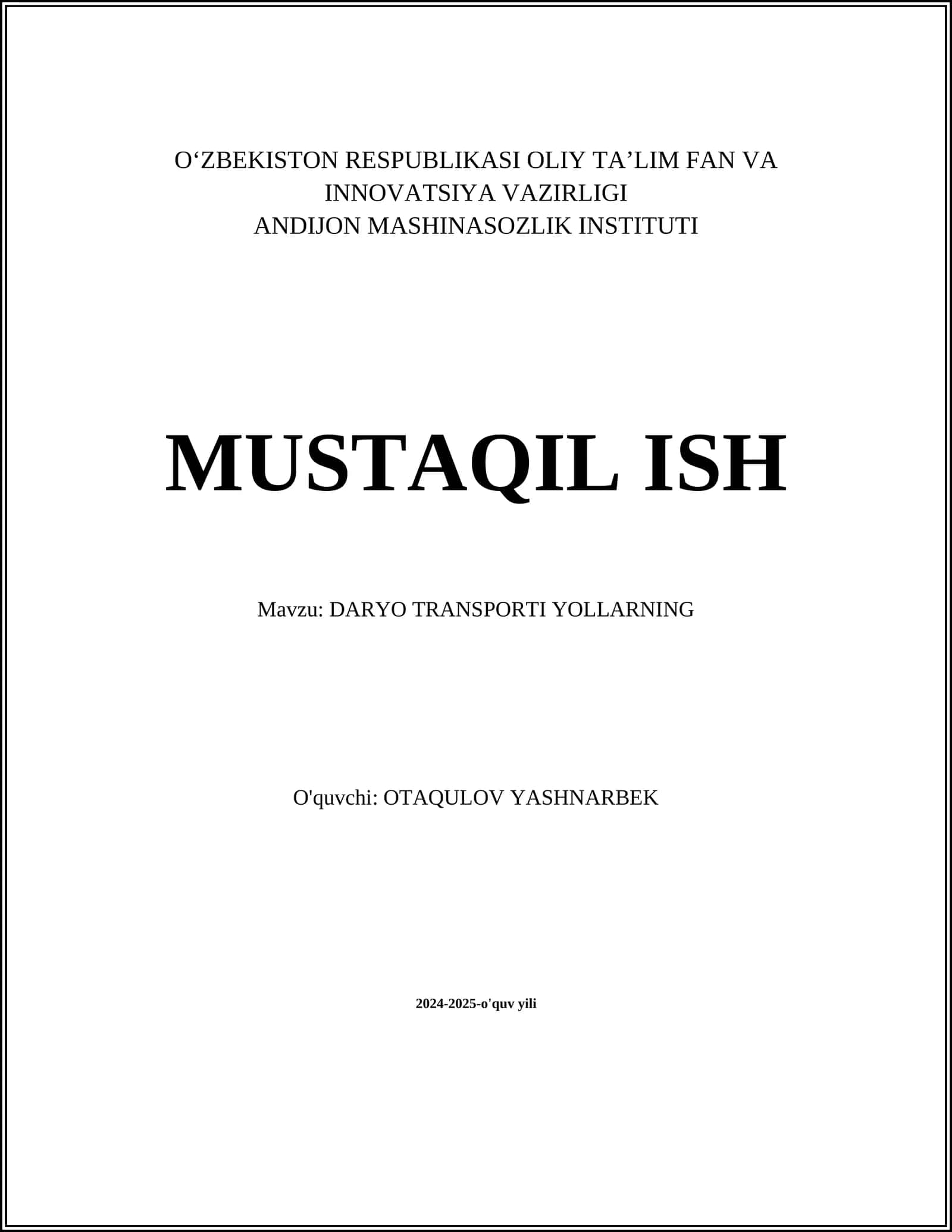 Daryo Transporti Turlari 1