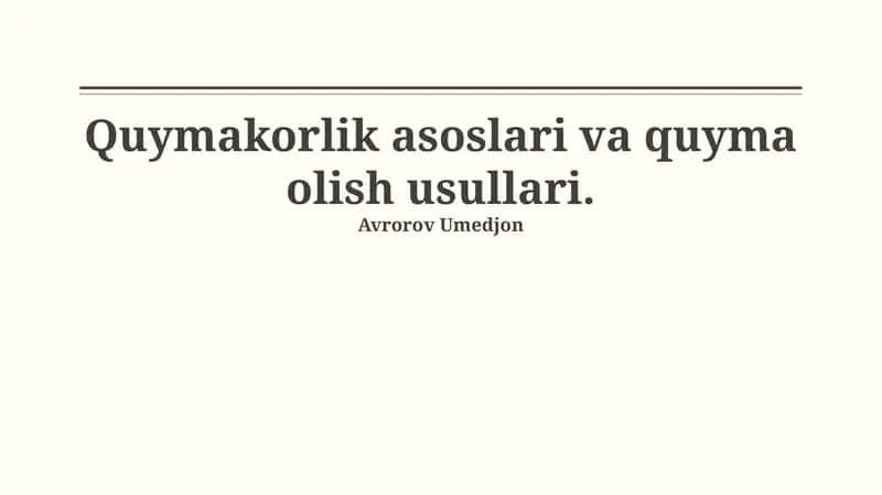 Plastik ommaviy quyish usullari 1