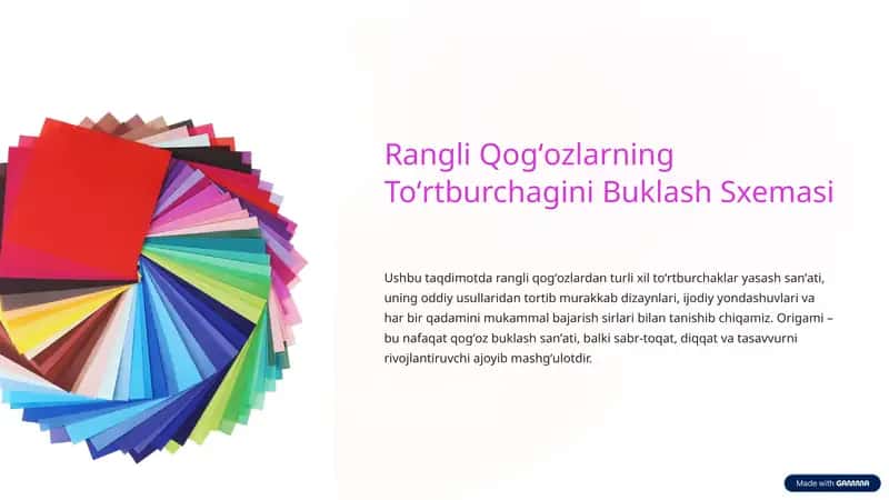 Rangli Qogʻozlarning Toʻrtburchagini Buklash Sxemasi 1