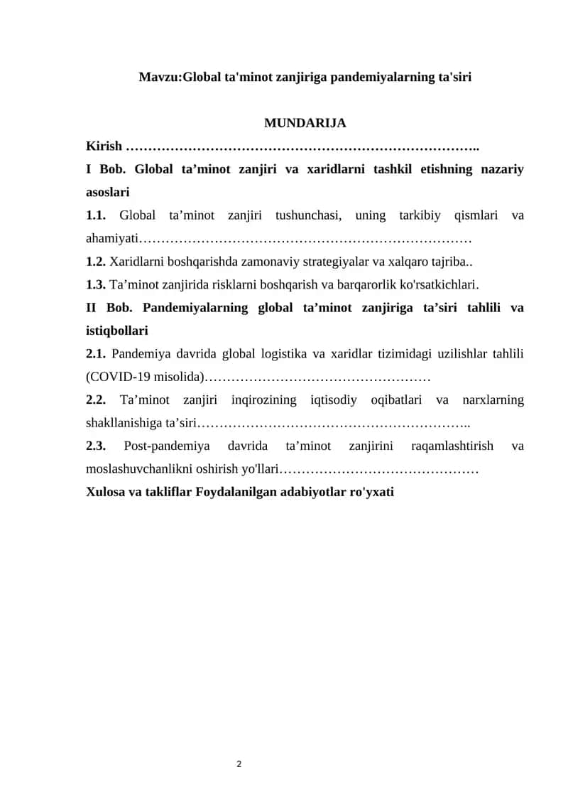 Global ta'minot zanjiriga pandemiyalarning ta'siri 1
